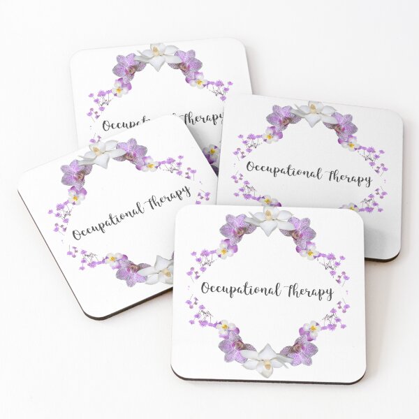 Item preview, The words Occupational therapy within a purple floral border designed and sold by lucyinspace.