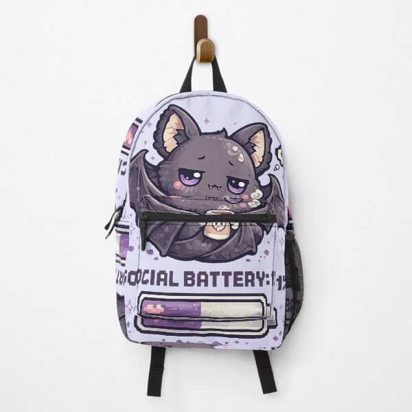 Item preview, Social Battery 1% Cute Bat Kawaii Introvert Humor designed and sold by EpicLuck.