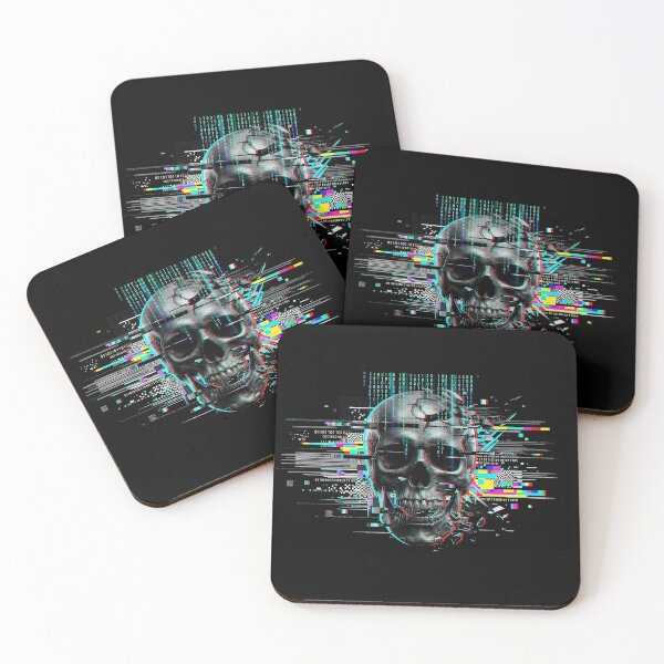 Item preview, Digital Glitch Skull Cyberpunk Matrix Art designed and sold by IronMindDesign.