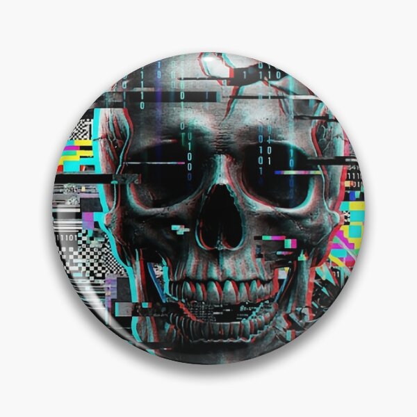 Item preview, Digital Glitch Skull Cyberpunk Matrix Art designed and sold by IronMindDesign.