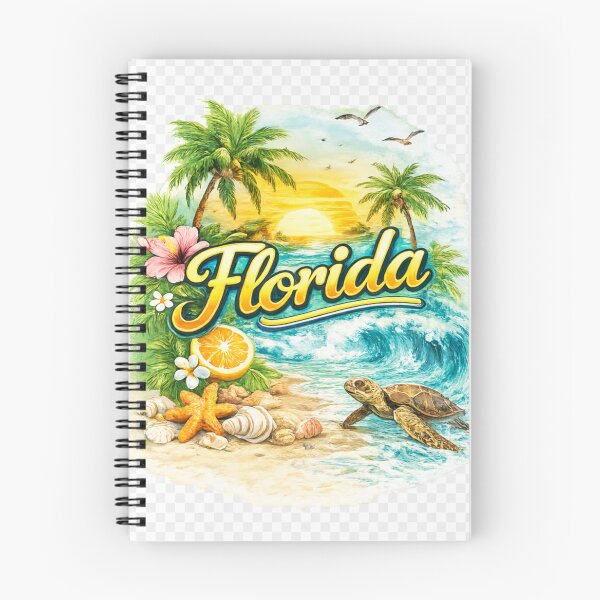 Item preview, Diseño estético de una playa tropical de Florida con puesta de sol, tortugas y palmeras. designed and sold by Printslab.