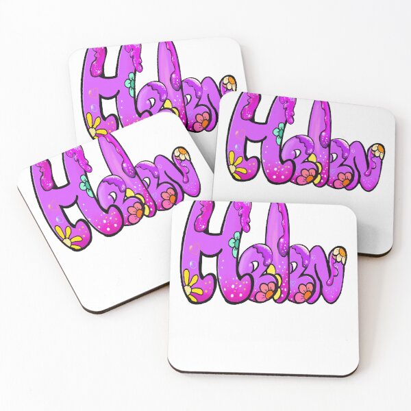 Item preview, Helen name in purple bubble text with flowers and drips. Personalized Custom Gift for Girls and women designed and sold by Artonmytee.