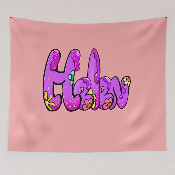 Item preview, Helen name in purple bubble text with flowers and drips. Personalized Custom Gift for Girls and women designed and sold by Artonmytee.