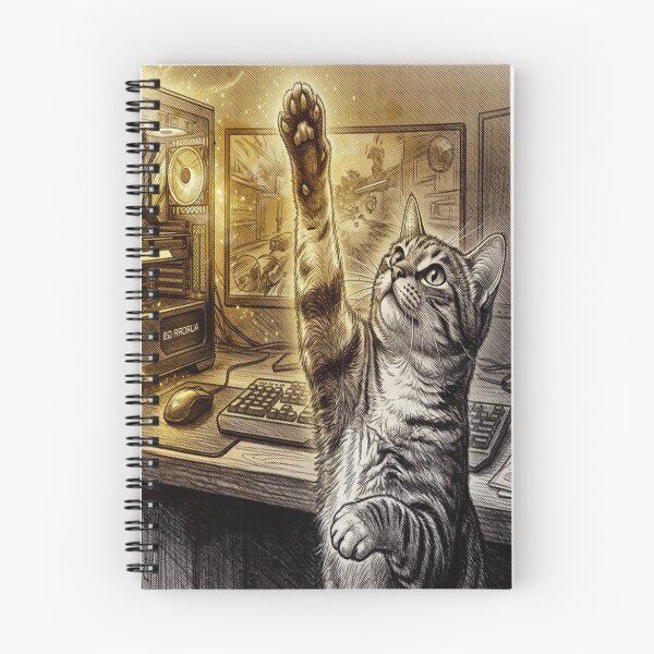 Item preview, Golden Engraving Style Gamer Cat Cyberpunk Art designed and sold by AmaWearDesign.