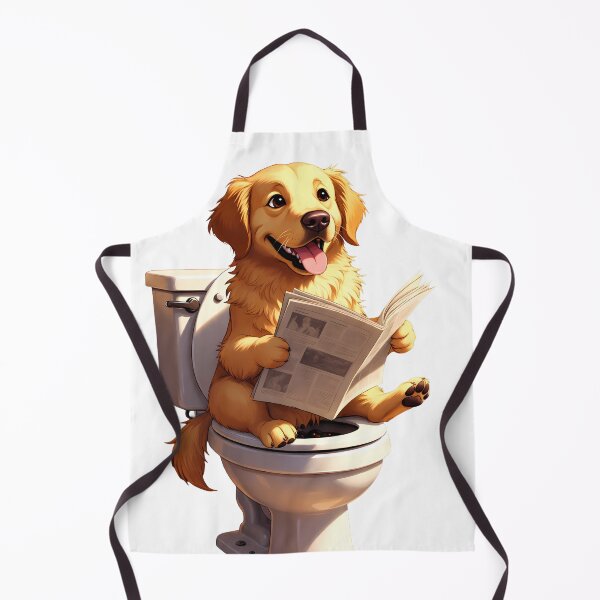 Item preview, Golden Retriever Reading Newspaper on Toilet designed and sold by NUTMA Design.