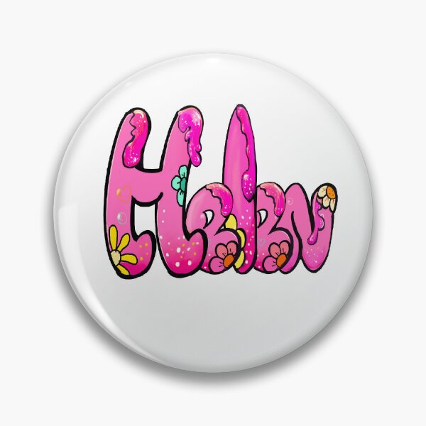 Item preview, Helen name in pink bubble text with flowers and drips. Personalized Custom Gift for Girls and women designed and sold by Artonmytee.