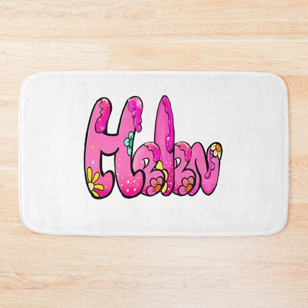 Item preview, Helen name in pink bubble text with flowers and drips. Personalized Custom Gift for Girls and women designed and sold by Artonmytee.