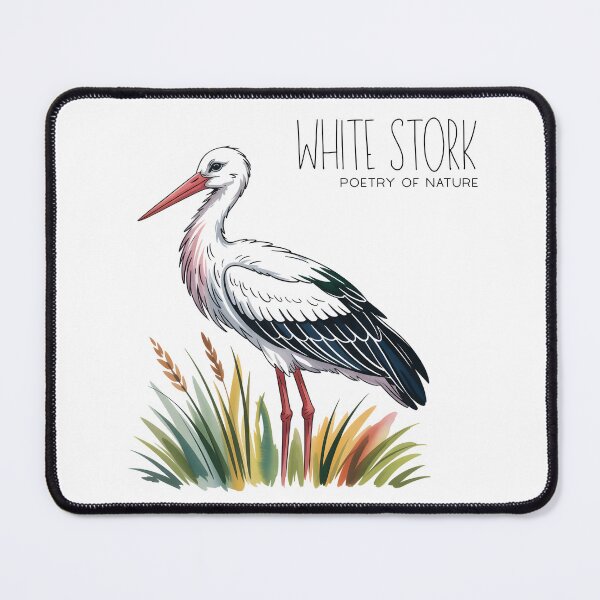 Item preview, White Stork Poetry of Nature – Elegant Bird Illustration designed and sold by ArcticFoxStudio.