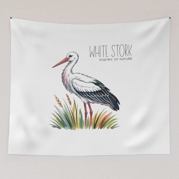 Item preview, White Stork Poetry of Nature – Elegant Bird Illustration designed and sold by ArcticFoxStudio.