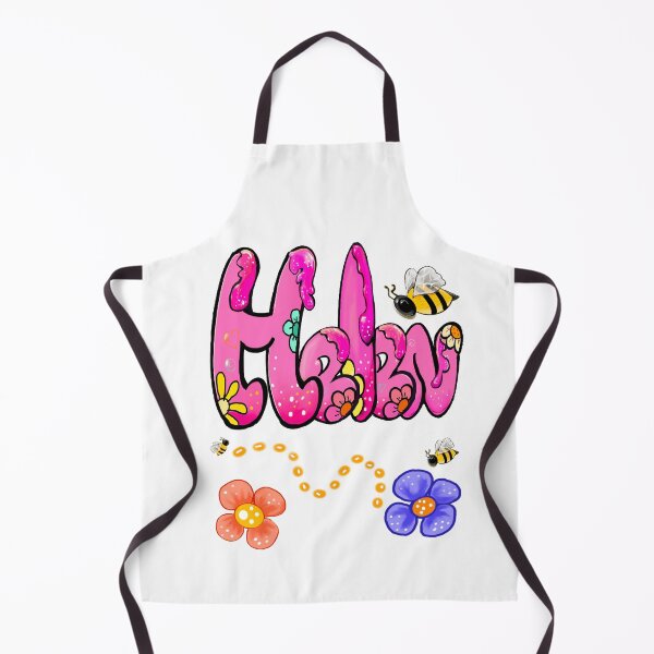 Item preview, Helen name in pink bubble text with flowers, honey bees and drips. Personalized Custom Gift for Girls and women designed and sold by Artonmytee.