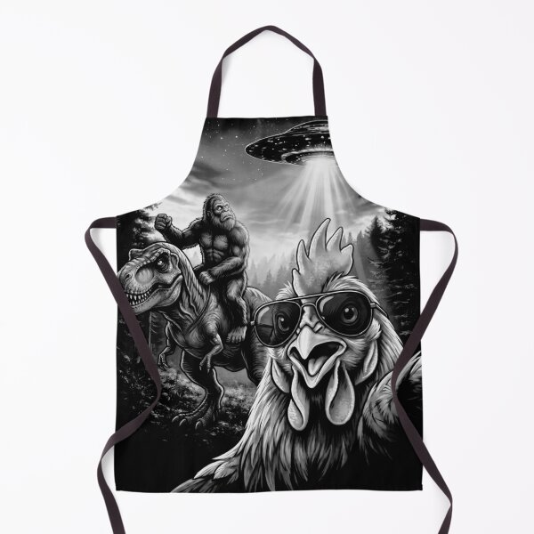 Item preview, Funny Graphic Cat Selfie with Bigfoot Riding T Rex Dinosaur designed and sold by UniTeeCo.