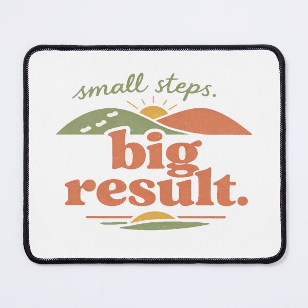 Item preview, Small Steps Big Result Motivational Design – Retro Sunrise & Hills Illustration for Growth Mindset designed and sold by Bright Nest Studio.