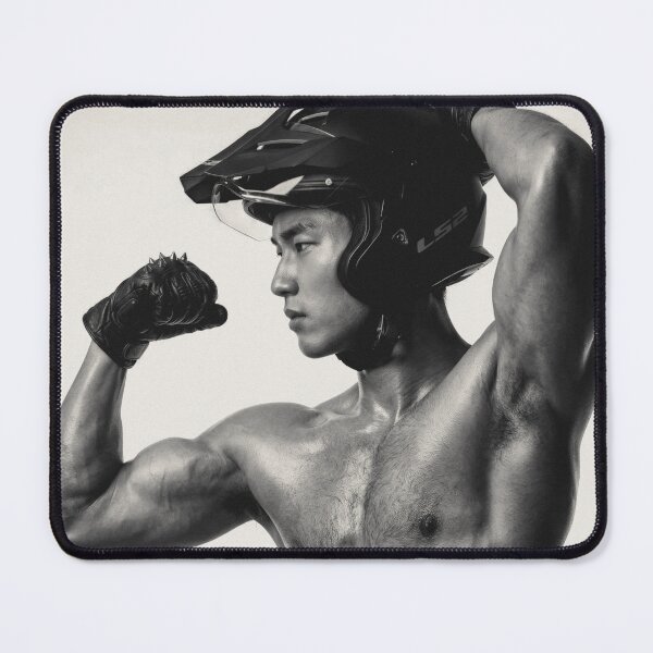 Item preview, Sexy Muscular Asian Biker in Helmet and Gloves designed and sold by Atlas Kai.