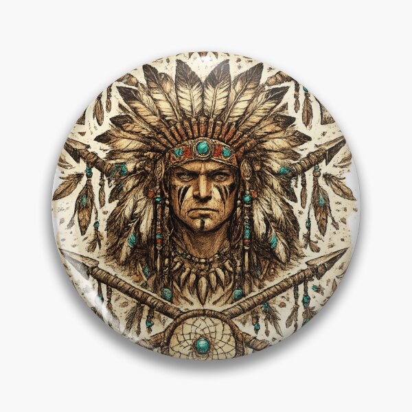 Item preview, Native Indian Tribal Chief Sketch – Indigenous Warrior Portrait Ethnic Art designed and sold by Bluebubbies.