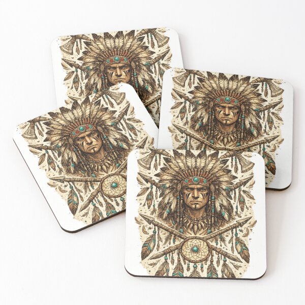 Item preview, Native Indian Tribal Chief Sketch – Indigenous Warrior Portrait Ethnic Art designed and sold by Bluebubbies.