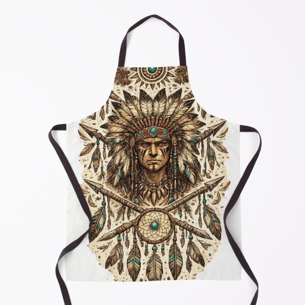 Item preview, Native Indian Tribal Chief Sketch – Indigenous Warrior Portrait Ethnic Art designed and sold by Bluebubbies.