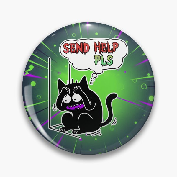 Item preview, Send Help Pls Anxious Black Cat Cartoon designed and sold by Taridesign.
