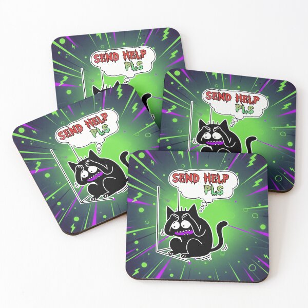 Item preview, Send Help Pls Anxious Black Cat Cartoon designed and sold by Taridesign.