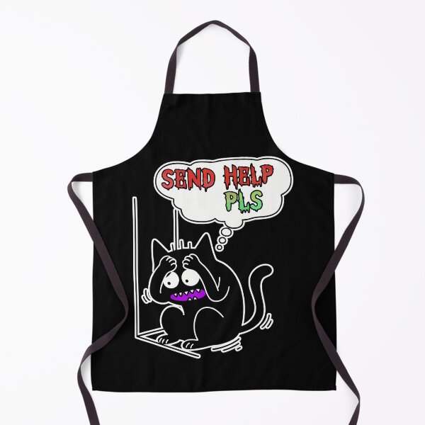 Item preview, Send Help Pls Anxious Black Cat Cartoon designed and sold by Taridesign.