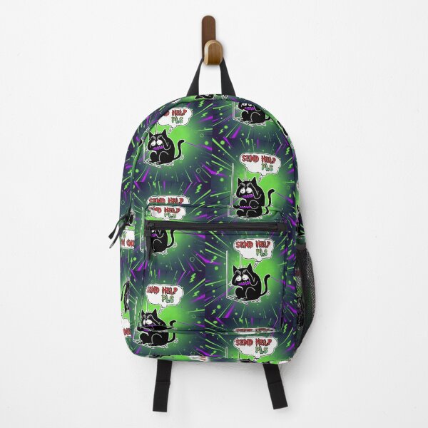 Item preview, Send Help Pls Anxious Black Cat Cartoon designed and sold by Taridesign.