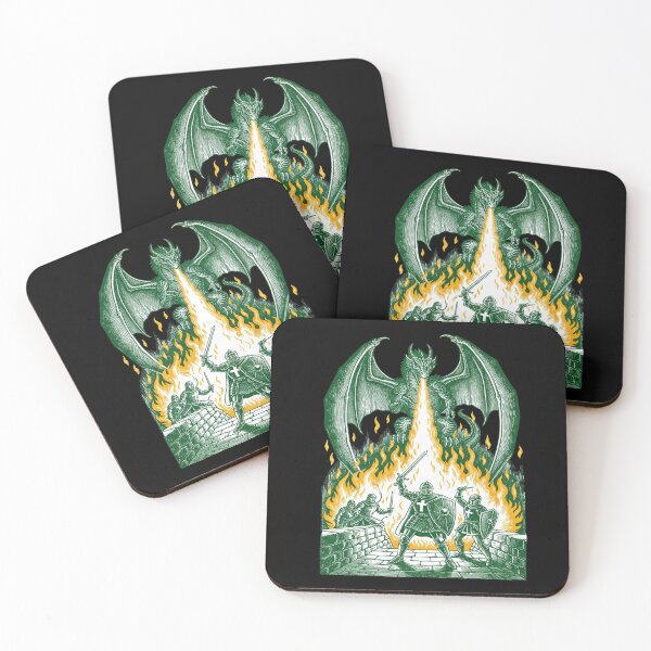 Item preview, Knights Fighting Giant Green Dragon Fantasy   designed and sold by TeeARTHY.