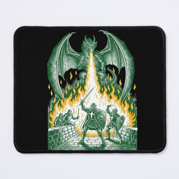 Item preview, Knights Fighting Giant Green Dragon Fantasy   designed and sold by TeeARTHY.