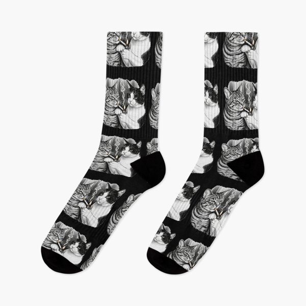 Item preview, Cool Tabby and Tuxedo Cats Smoking Cigarette   designed and sold by TeeARTHY.