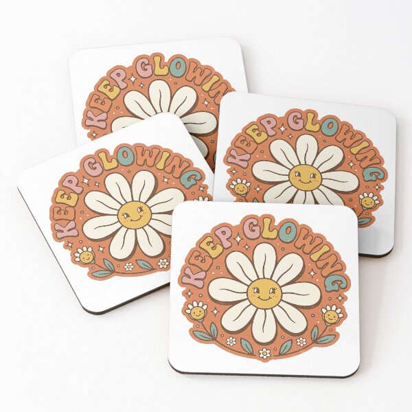 Item preview, Keep Glowing Retro Daisy Flower - Groovy 70s Positivity Aesthetic Sticker designed and sold by helenostore.