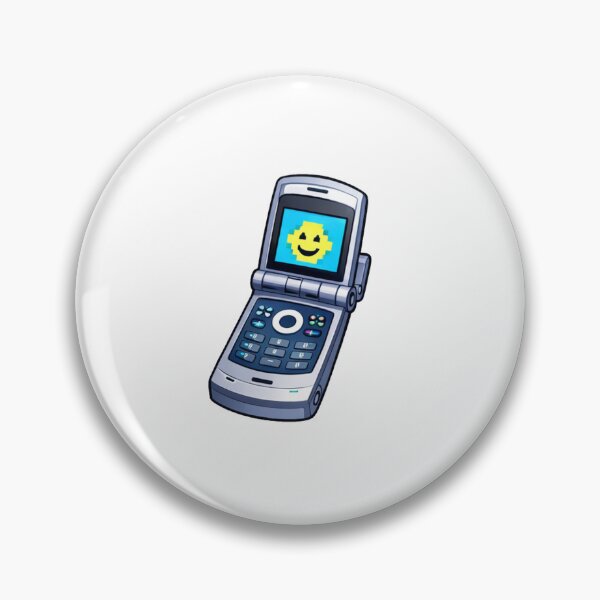 Item preview, Y2K Flip Phone Sticker Silver Blue Pixel Smiley Retro Aesthetic Laptop Decal designed and sold by xbt01j.