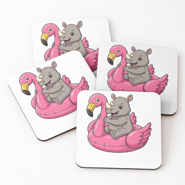 Item preview, Cute Rhino in Pink Flamingo Pool Float designed and sold by k3rstman1.