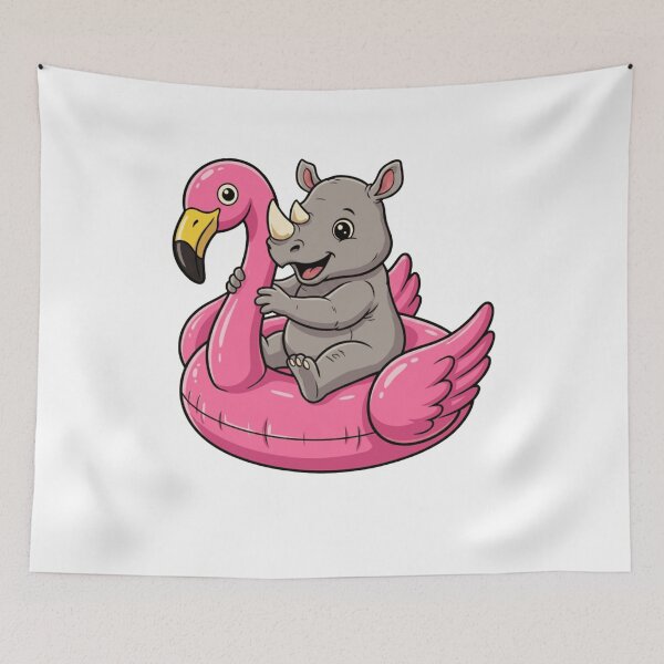 Item preview, Cute Rhino in Pink Flamingo Pool Float designed and sold by k3rstman1.