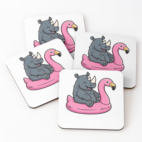 Item preview, Cute Rhinoceros on Pink Flamingo Pool Float designed and sold by k3rstman1.