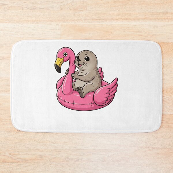 Item preview, Adorable Cartoon Seal Pink Flamingo Pool Float designed and sold by k3rstman1.