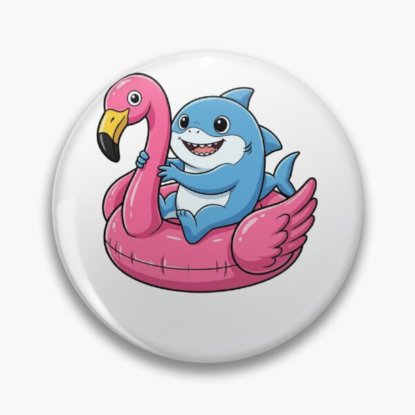 Item preview, Cute Kawaii Shark on Pink Flamingo Pool Float designed and sold by k3rstman1.