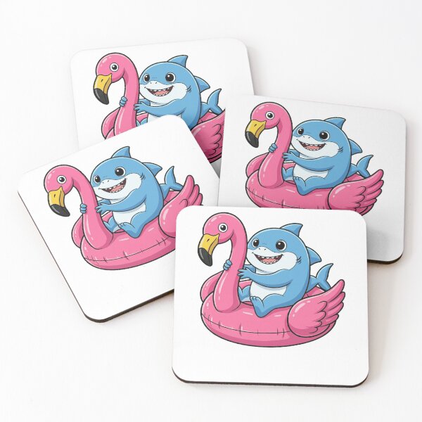 Item preview, Cute Kawaii Shark on Pink Flamingo Pool Float designed and sold by k3rstman1.