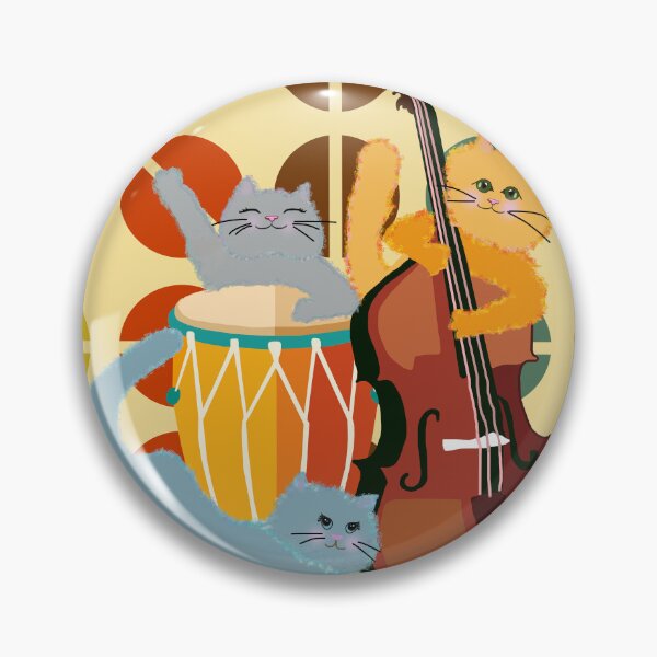 Item preview, Three Cat Jam Session – Retro Jazz Cats Playing Music designed and sold by MidModMagic.
