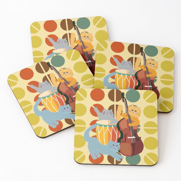 Item preview, Three Cat Jam Session – Retro Jazz Cats Playing Music designed and sold by MidModMagic.