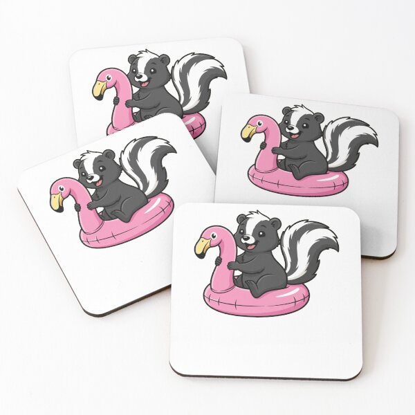 Item preview, Cute Skunk Relaxing on Pink Flamingo Float designed and sold by k3rstman1.
