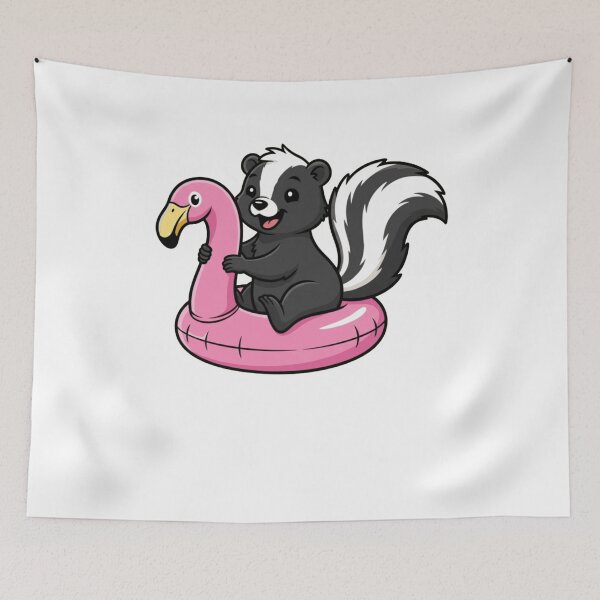 Item preview, Cute Skunk Relaxing on Pink Flamingo Float designed and sold by k3rstman1.