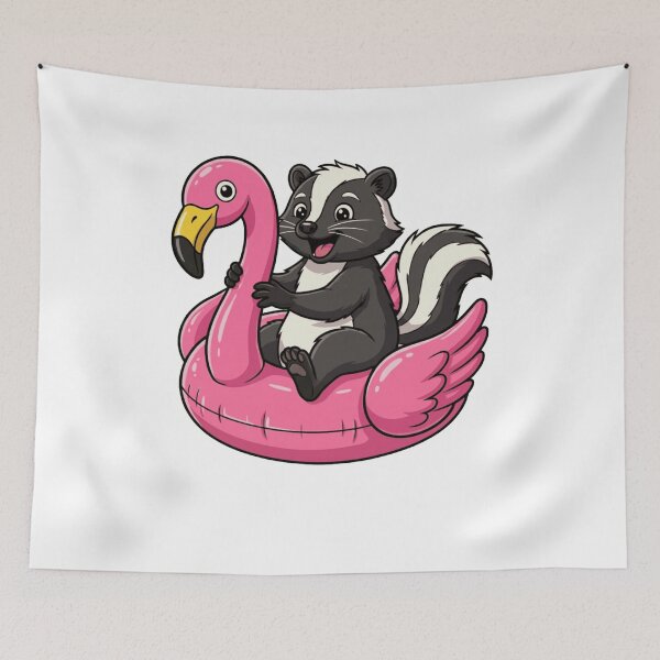 Item preview, Cute Skunk on Pink Flamingo Pool Float designed and sold by k3rstman1.