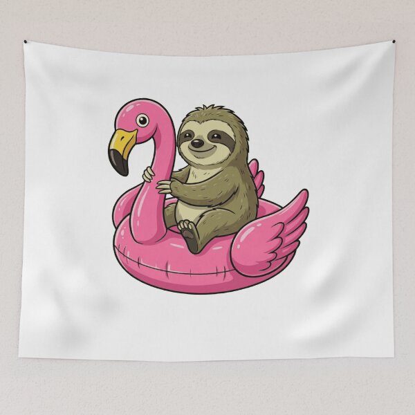 Item preview, Cute Sloth Riding Pink Flamingo Pool Float designed and sold by k3rstman1.