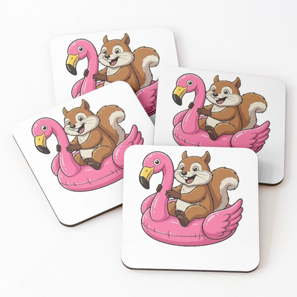 Item preview, Cute Squirrel Riding Pink Flamingo Pool Float designed and sold by k3rstman1.