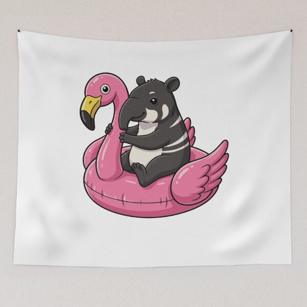 Item preview, Cute Tapir in Pink Flamingo Pool Float designed and sold by k3rstman1.