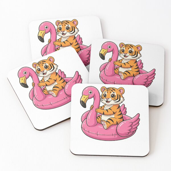 Item preview, Cute Tiger Cub on Pink Flamingo Float designed and sold by k3rstman1.