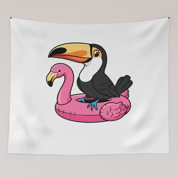 Item preview, Cartoon Toucan on Pink Flamingo Pool Float designed and sold by k3rstman1.