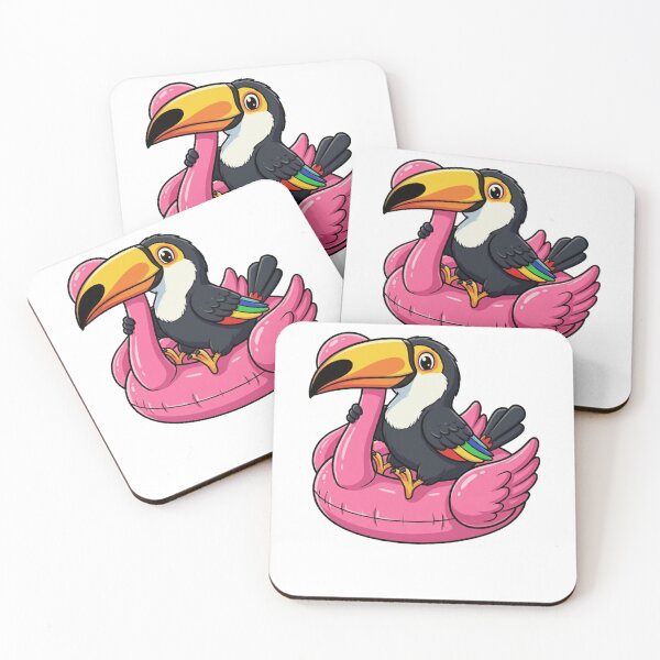 Item preview, Cute Tropical Toucan Bird on Flamingo Float designed and sold by k3rstman1.