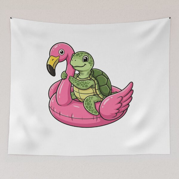 Item preview, Cute Turtle on Pink Flamingo Pool Float designed and sold by k3rstman1.