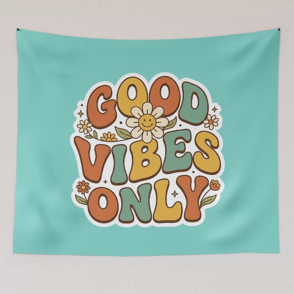 Item preview, Good Vibes Only Wavy Colorful Retro - Groovy Aesthetic Sticker designed and sold by helenostore.