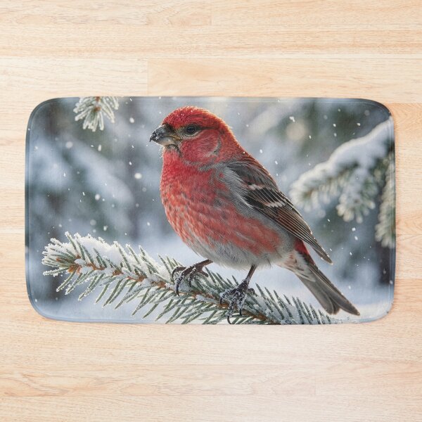 Item preview, Pine Grosbeak Sits on Spruce Branch designed and sold by Tridentulus.