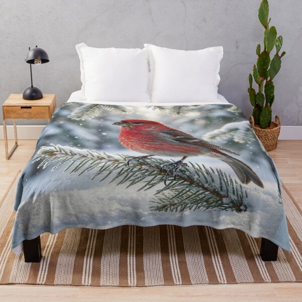 Item preview, Pine Grosbeak Sits on Spruce Branch designed and sold by Tridentulus.